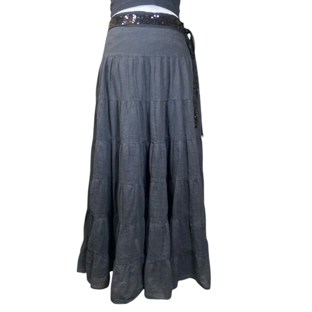 Vintage Twenty-one Maxi Skirt Women’s Small Black Dark Whimsy Boho Gypsy Sequin